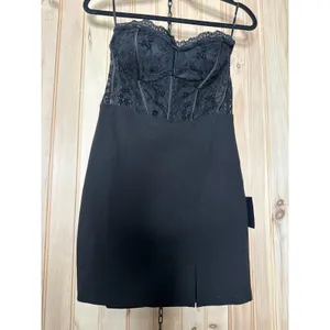 NWT Lulus Sultry Persona Black Lace Strapless Bustier Bodycon Mini Dress Party M thumbnail 2