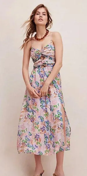 Revolve ASTR the Label Emine Dress in Pink & Blue Floral thumbnail 4