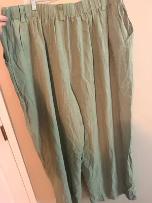 Halara Olive Green Wide-Leg Pants 2X Rayon & Nylon Blend Elastic Waistband With thumbnail 5