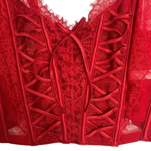 NWT Victoria's Secret 11177017 Women's Red Unlined Lace-Up Corset Top Size M-DD thumbnail 2