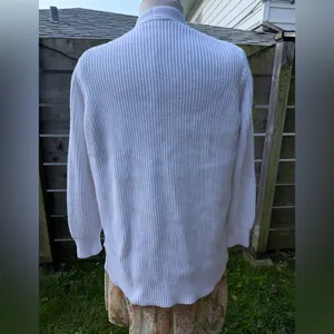 Madewell White Ribbed Knit Chunky Open Cardigan Preppy Academia Sweater Teacher‎ thumbnail 3