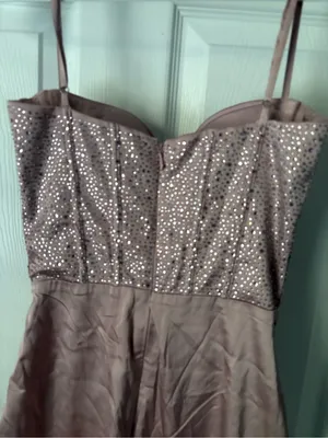 Oh Polly Moonstruck satin mini dress corset-style bodice rhinestone women size 0 thumbnail 8