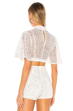 NBD Ibiza Top in White & Silver Medium thumbnail 4