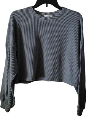 Bohme Long Sleeve Ribbed Cropped Top Size Small thumbnail 1