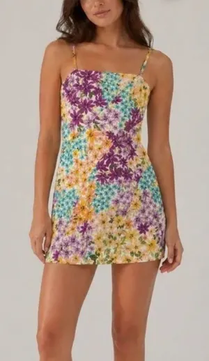 AVEC LES FILLES Anthropologie multicolored patchwork floral mini dress thumbnail 1