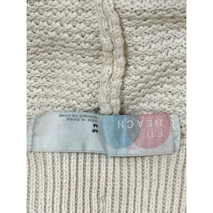 Free People FP Beach Ivory Cotton Knit Textured Jogger Pants Cream Women Medium thumbnail 3