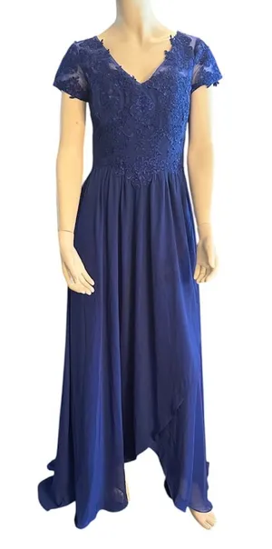 Gown Gallery Lace & Chiffon Mother of the Bride Dress Royal Blue Size 8 NWT thumbnail 1