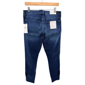 7 For All Mankind b(air) High Waist Ankle Skinny Jeans Blue Velvet Floral 32‎ thumbnail 5