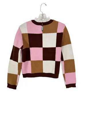 By Anthropologie Plaid Ruffle Collar Pullover Sweater Size M thumbnail 6