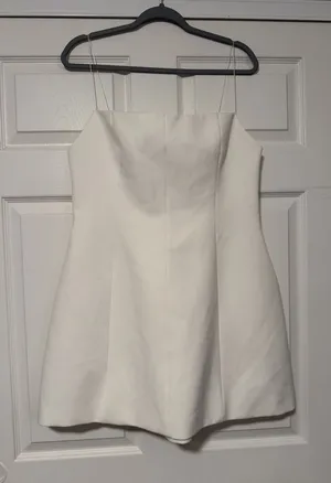 Zara White Bow Low Back Mini Dress Bachelorette Bridal Bride Shower thumbnail 1