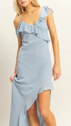 ✨NWT HYFVE Chiffon Ruffle Trim‎ Midi Dress thumbnail 1