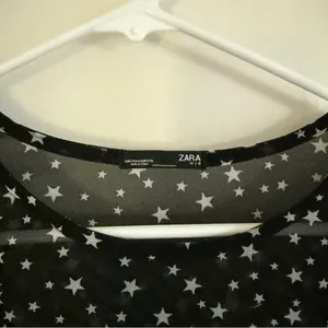 Zara Black Sheer Star Long Sleeve Top thumbnail 2