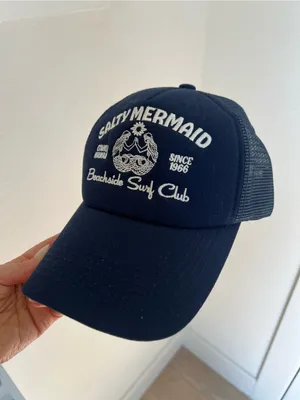 Anthropologie X Worn/West Salty Mermaid Trucker Hat Adjustable In Navy NWT thumbnail 6
