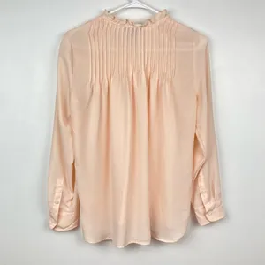 J. CREW High Neck Long Sleeve Pintuck Blouse in Pale Bluff Size 2 thumbnail 10