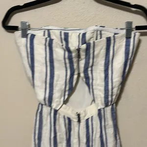 Alice + Olivia‎ Lucie Strapless Wide-Leg Linen Jumpsuit Size 2 thumbnail 6