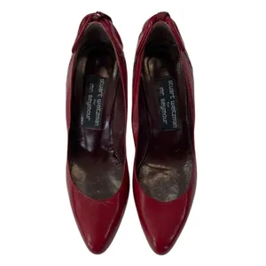 Stuart Weitzman Mr Seymour Burgundy Croc Bow Heels Pumps Womens Size 7 thumbnail 3