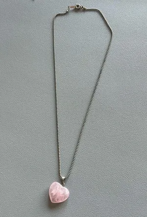 Pink Heart Silver Necklace thumbnail 2