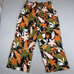 C&C California 100% Linen Floral Wide Leg Pants Pull On Resort M thumbnail 1