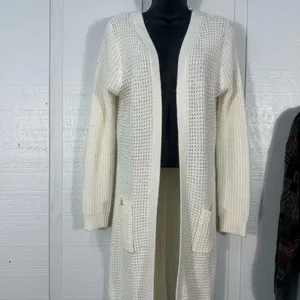 Ambiance Apparel Off White Cardigan Sweater Size Large EUC thumbnail 2