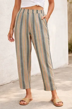 Angel jeans 100% cotton gauze striped wide leg pants Beachy boho 1X thumbnail 1