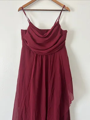 Burgundy Spaghetti-Strap Draped Maxi Dress thumbnail 3