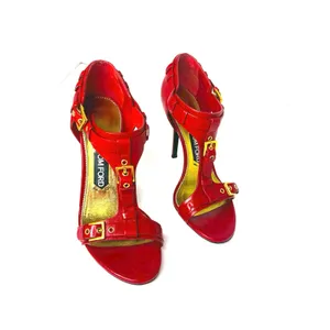 Tom Ford Red Leather Buckle T Strap High Heel Sandals EU 37.5 thumbnail 10
