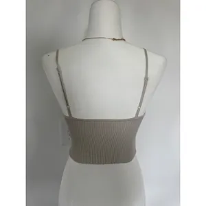 Babaton Aritzia Sculpt Knit Cropped‎ Camisole Beige Ribbed Tank Top XS 85158 thumbnail 2