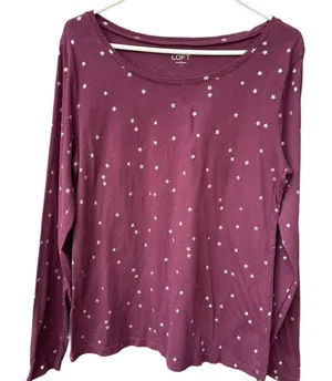Ann Taylor Loft size L scoop neck long sleeve tee thumbnail 1