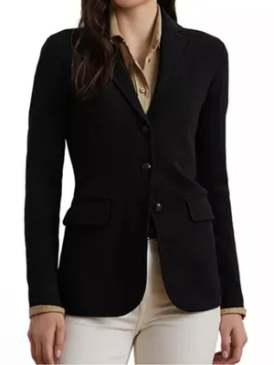 Lauren Ralph Lauren Black Cotton Sweater-Knit Blazer‎ size S thumbnail 1