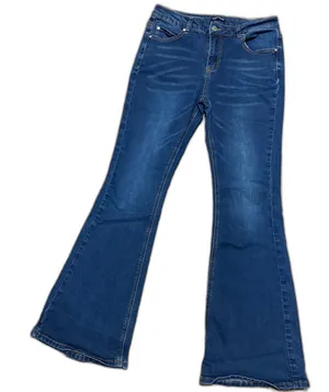 Flamingals by Flamingo Flare Bootcut Western Dark Wash Denim Jeans M thumbnail 1