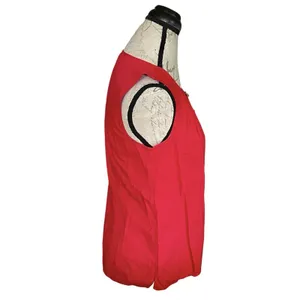 Talbots Blouse Top Sleeveless Womens Sz 6 Red Ladybug Buttons Pleated Bib Preppy thumbnail 3