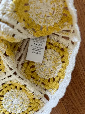 Yellow and cream crochet top Size XL thumbnail 4