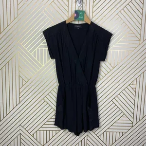 Aritzia Babaton Corbett Romper Relaxed Pure Silk Short Sleeve‎ Black Size XS thumbnail 3