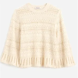 Madewell Sweater Womens Large Sand‎ Beige Cotton Blend Knit Bell Sleeve NU548 thumbnail 5