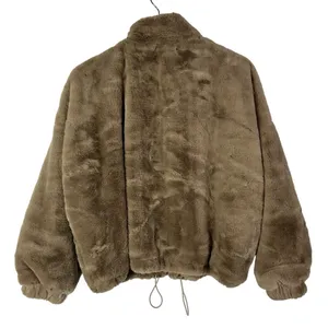 Boutique Lilyful Light Brown Faux Fur Cropped Puffer Jacket‎ M thumbnail 2