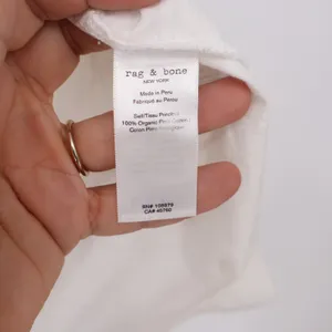 rag & bone T-Shirt Womens Medium V-Neck White Organic Pima Cotton Slub Good thumbnail 7