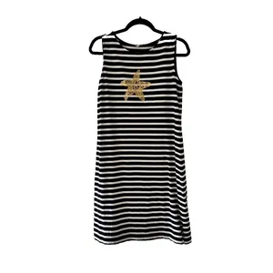 Talbots‎ Womens Navy White Striped Starfish Sleeveless Knit Shift Dress Small thumbnail 2
