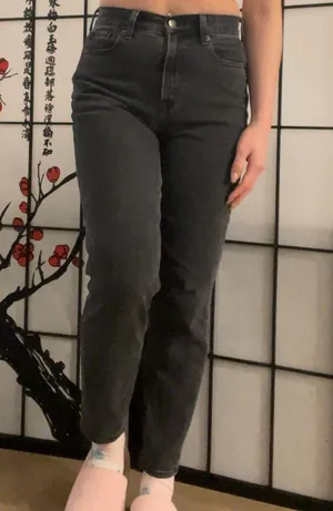 American Eagle Faded Black High-Waisted Mom Jeans thumbnail 1