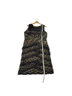 Blu Sage Black Nude Lace Cocktail Dress 16 Tiered Pleated Waist Wedding Guest thumbnail 11