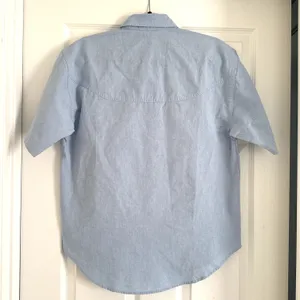 Ol' Paint Retro Western‎ Shirt Textured Cotton Light Blue Button Up Women's M thumbnail 2