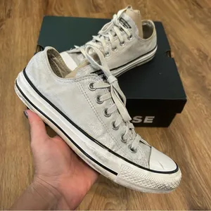 Converse all Star Chuck Taylor low top silver glitter lace up shoes sneakers 7 thumbnail 1