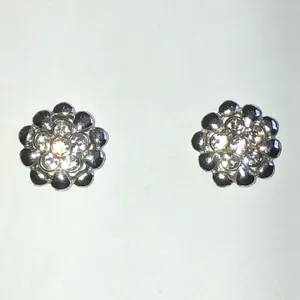 Elegant Silver Tone Rhinestone Flower Stud Earrings thumbnail 2