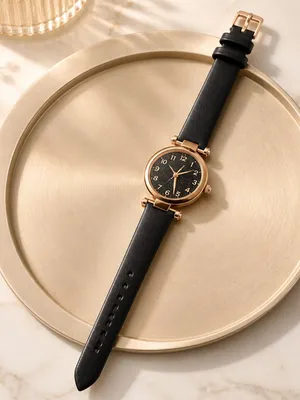Geneva Rose Gold Case Black Starry Dial Leather Strap Women's Watch thumbnail 2