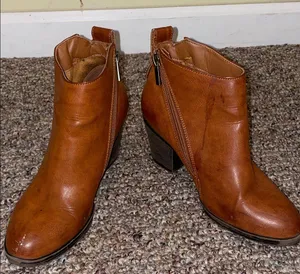 Womens BAMBOO Brown Ankle Booties With Chunky Heel thumbnail 1
