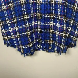 Zara Tweed Textured Mini Dress Size‎ S Small Raw Edge Oversized Check Button Up thumbnail 4