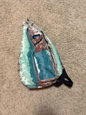 Kavu Rope Sling Bag in Teal, Mint & Brown Camo & Wallet thumbnail 2