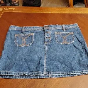 Old Navy Ultra Low Waist Stretch Denim Skirt Size 14 thumbnail 4