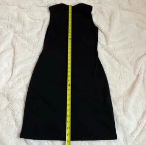 Solid Black Sleeveless Zip Up Mini Bodycon Dress Size M thumbnail 8