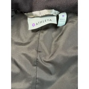 Athleta Womens Metallic Silver Down Puffer Vest Mock Neck Chevron Quilt Size M thumbnail 5