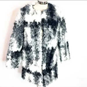 Zara tricolor‎ texturized faux fur jacket thumbnail 5